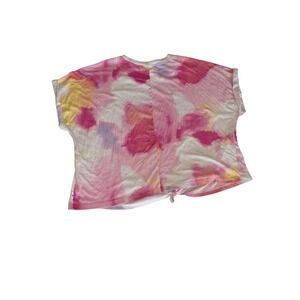 Champion Women's Size 3X T-Shirt Pink Purple Yellow Short Sleeve Tie Front